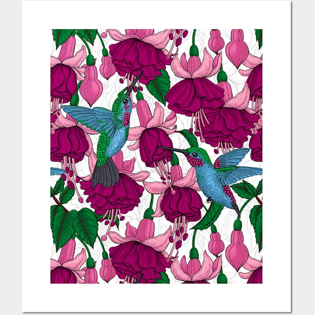 Hummingbird garden on white Wall Art by katerinamk